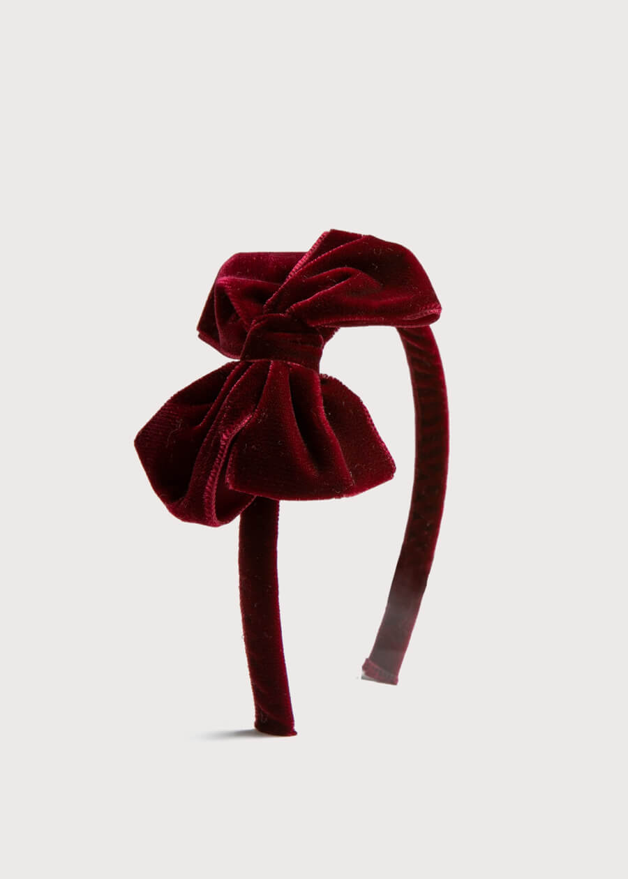 Velvet Hair-Band in Burgundy Hair Accessories  from Pepa London