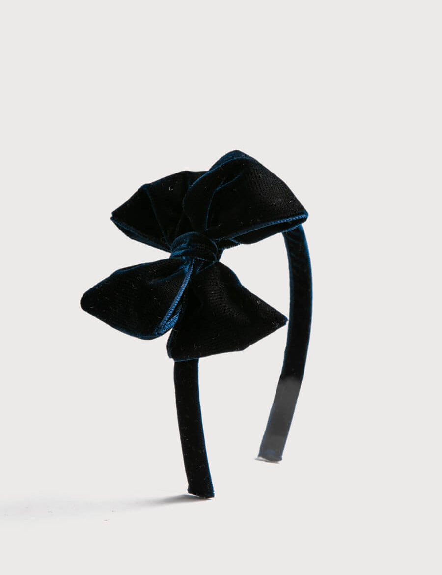 Velvet Hair-Band in Navy Hair Accessories  from Pepa London