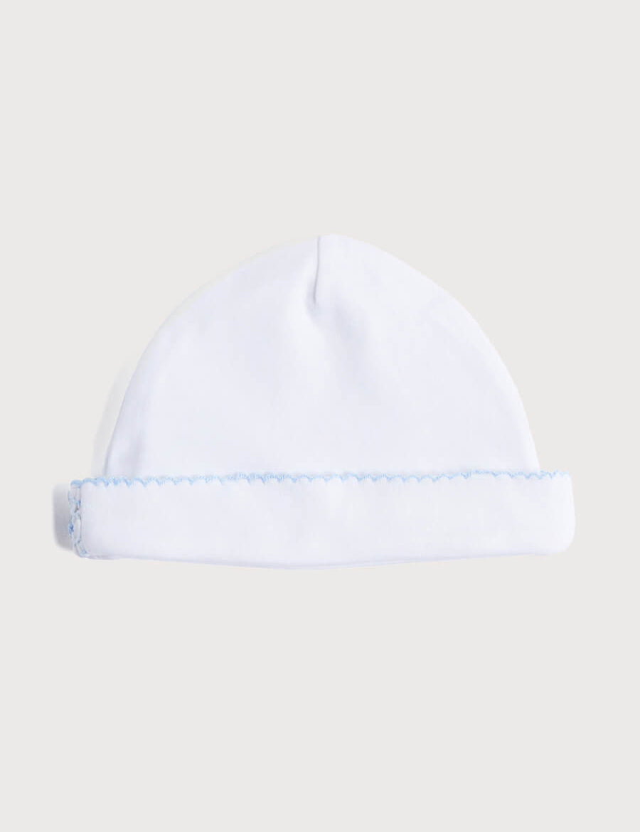 Newborn Hat with Blue Hand Smocked Detail (0-3mths) Accessories  from Pepa London