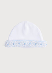 Newborn Hat with Blue Hand Smocked Detail (0-3mths) Accessories  from Pepa London