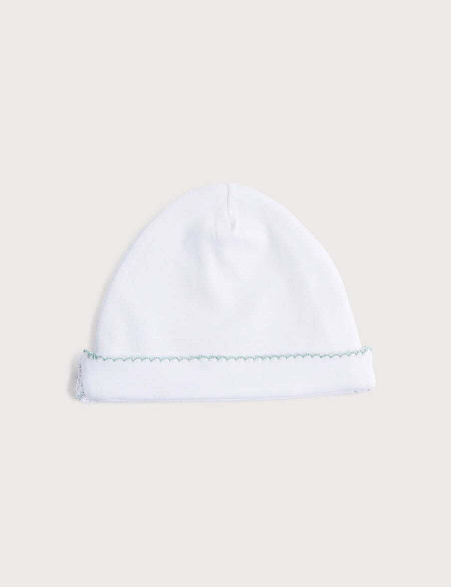 Newborn Hat with Green Hand Smocked Detail (0-3mths) Accessories  from Pepa London