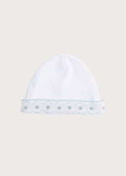 Newborn Hat with Green Hand Smocked Detail (0-3mths) Accessories  from Pepa London