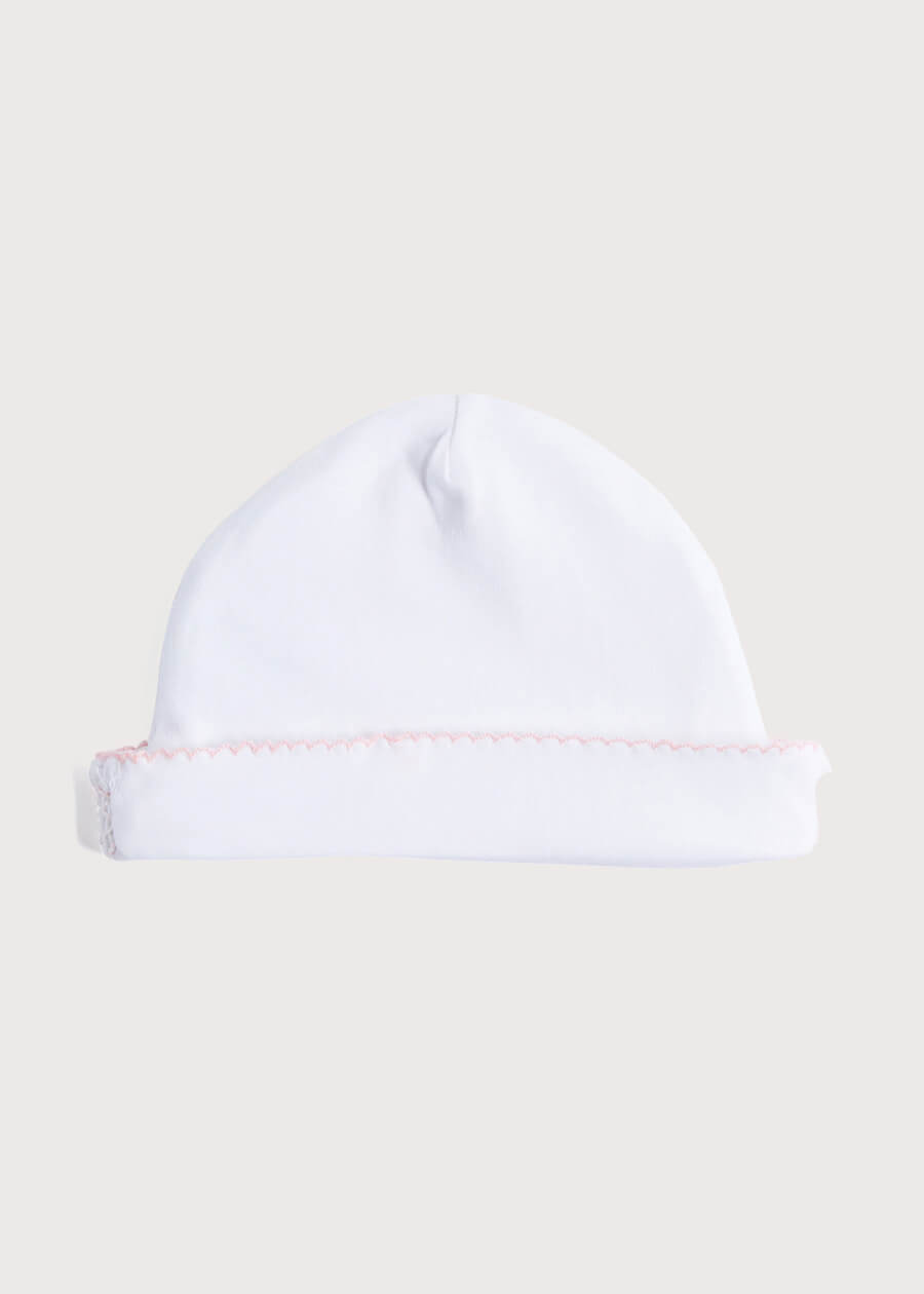 Newborn Hat with Pink Hand Smocked Detail (0-3mths) Accessories  from Pepa London