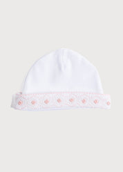Newborn Hat with Pink Hand Smocked Detail (0-3mths) Accessories  from Pepa London