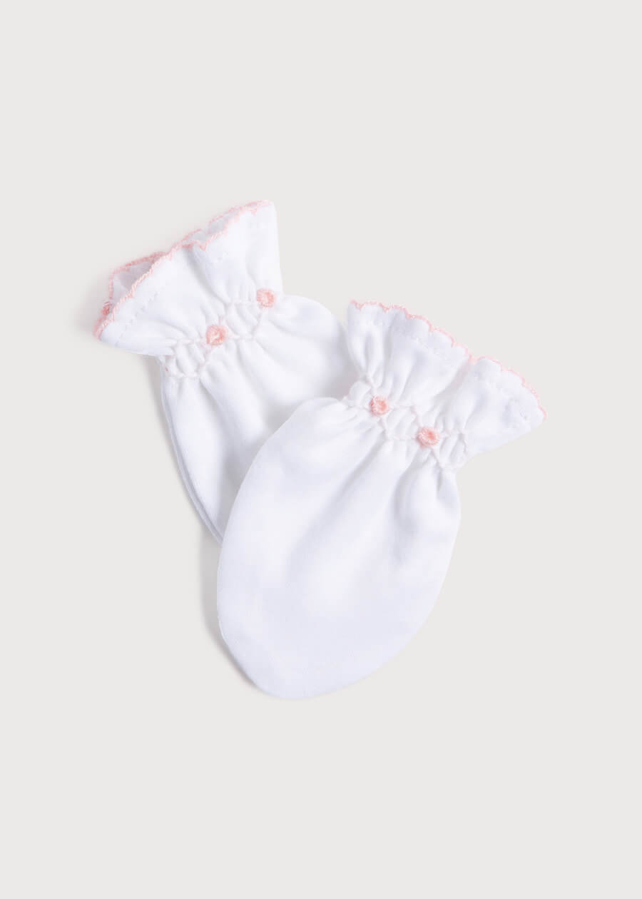 Pink Hand Smocked Mittens Accessories  from Pepa London