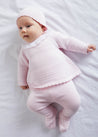 Gentle Openwork Ruffle Collar 3 Piece Knitted Set in Pink (0-6mths) Knitted Sets  from Pepa London