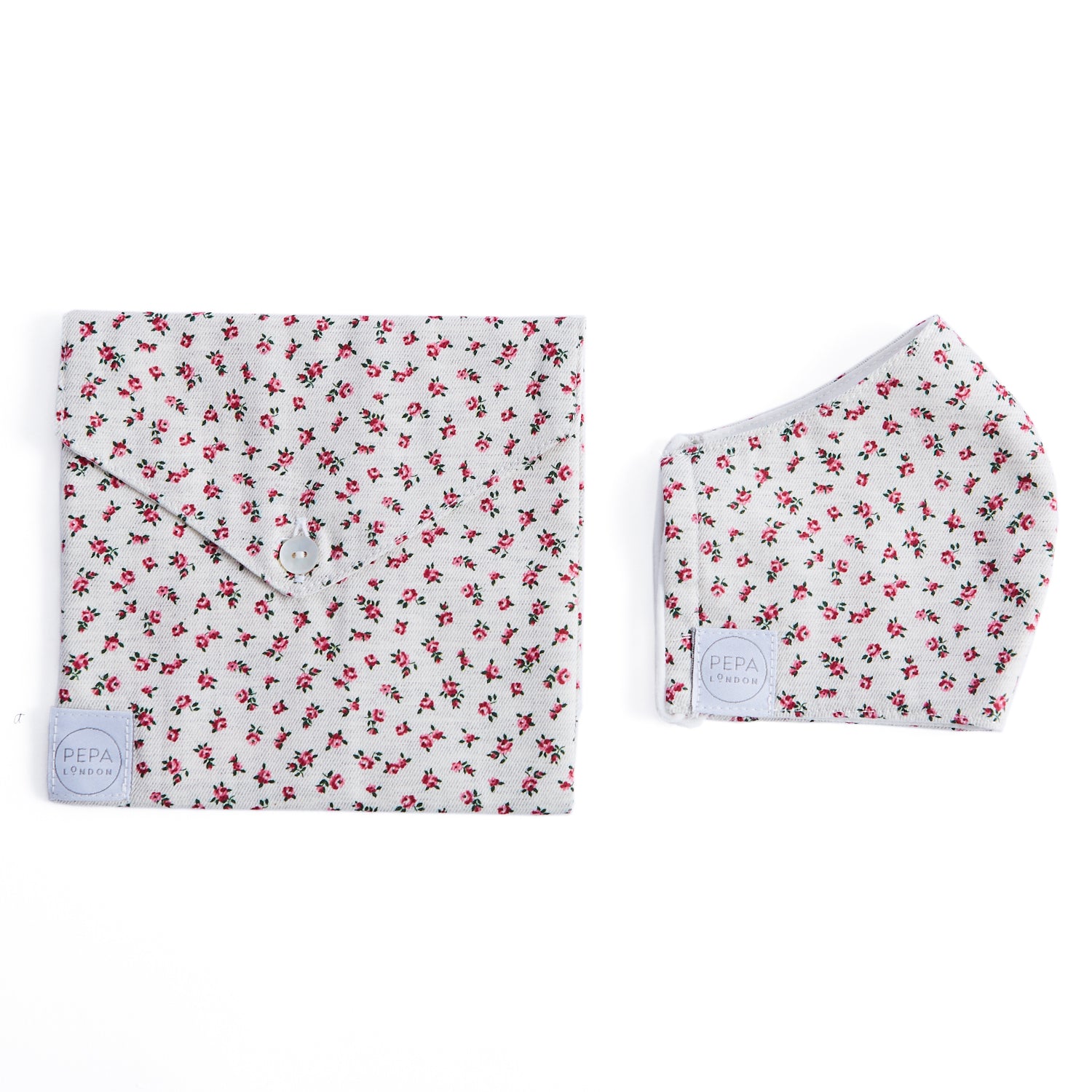 Grey Floral Face Mask with Pouch Accessories  from Pepa London