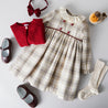 Check Dress With Ruffle Collar in Beige (12mths-10yrs) Dresses  from Pepa London