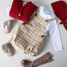 Check Print Romper in Beige (6mths-2yrs) Rompers  from Pepa London