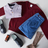 Plain V-Neck Sweater in Burgundy (4-10yrs) Knitwear  from Pepa London