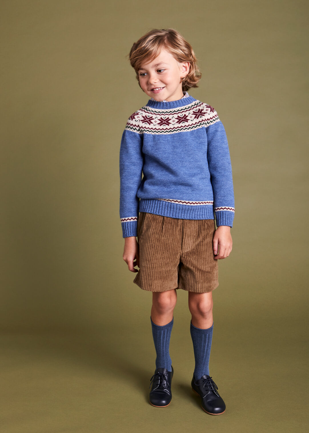Corduroy Leather Button Shorts in Brown (4-10yrs) Shorts  from Pepa London