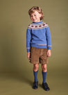 Classic Fair Isle Merino Wool Jumper in Blue (12mths-10yrs) Knitwear  from Pepa London