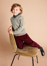Plain V-Neck Sweater in Sage Green (4-10yrs) Knitwear  from Pepa London
