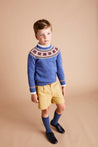 Classic Fair Isle Merino Wool Jumper in Blue (12mths-10yrs) Knitwear  from Pepa London