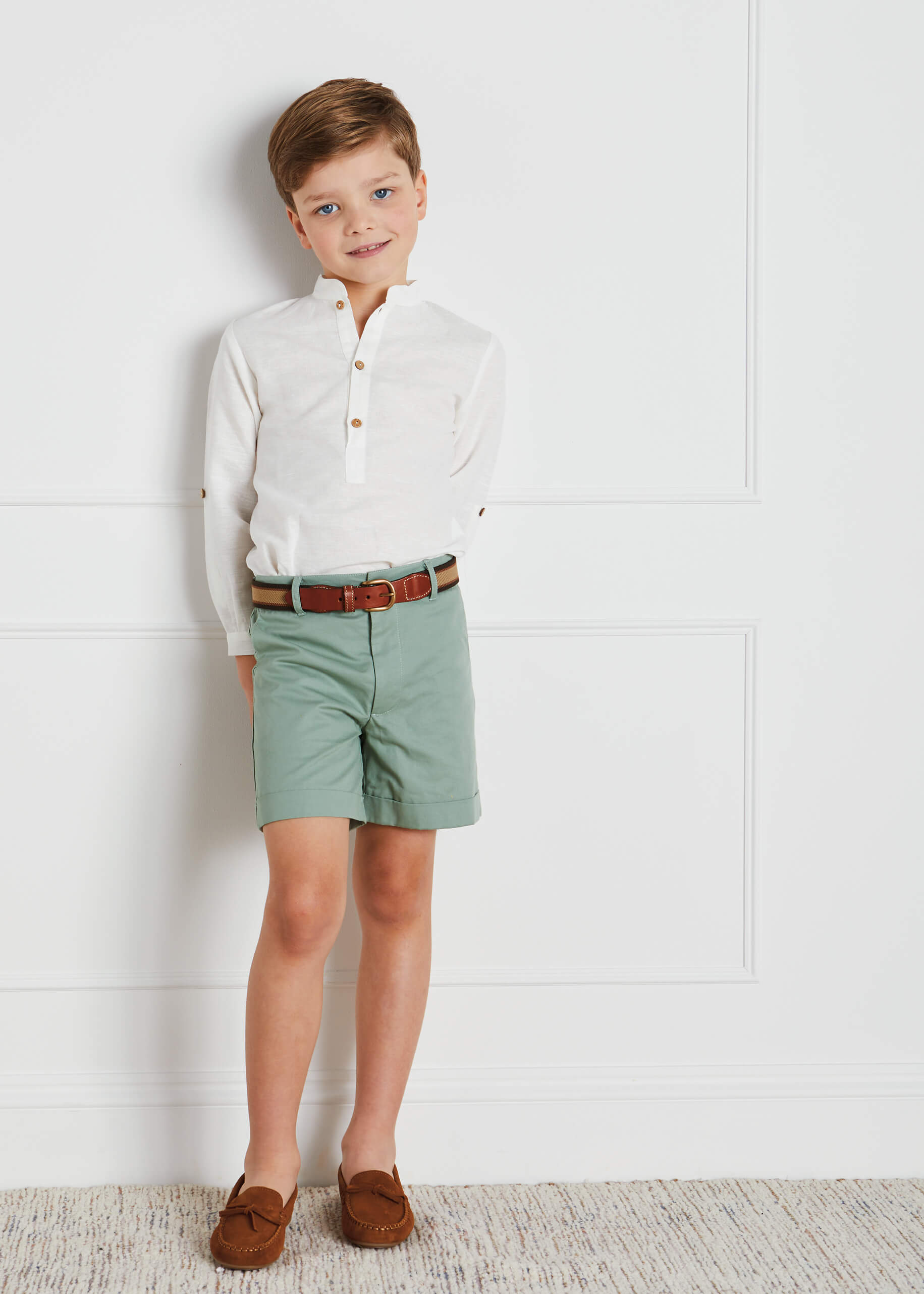 Pocket Detail Shorts With Turn-Ups in Green (4-10yrs) Shorts  from Pepa London