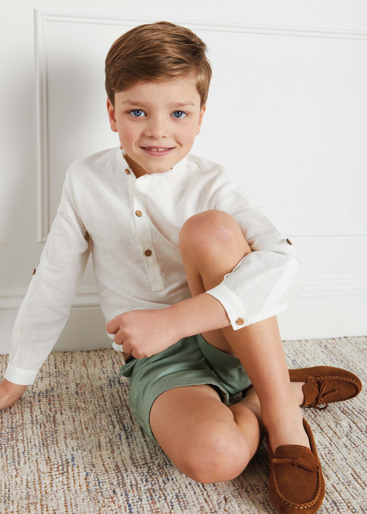 Pocket Detail Shorts With Turn-Ups in Green (4-10yrs) Shorts  from Pepa London