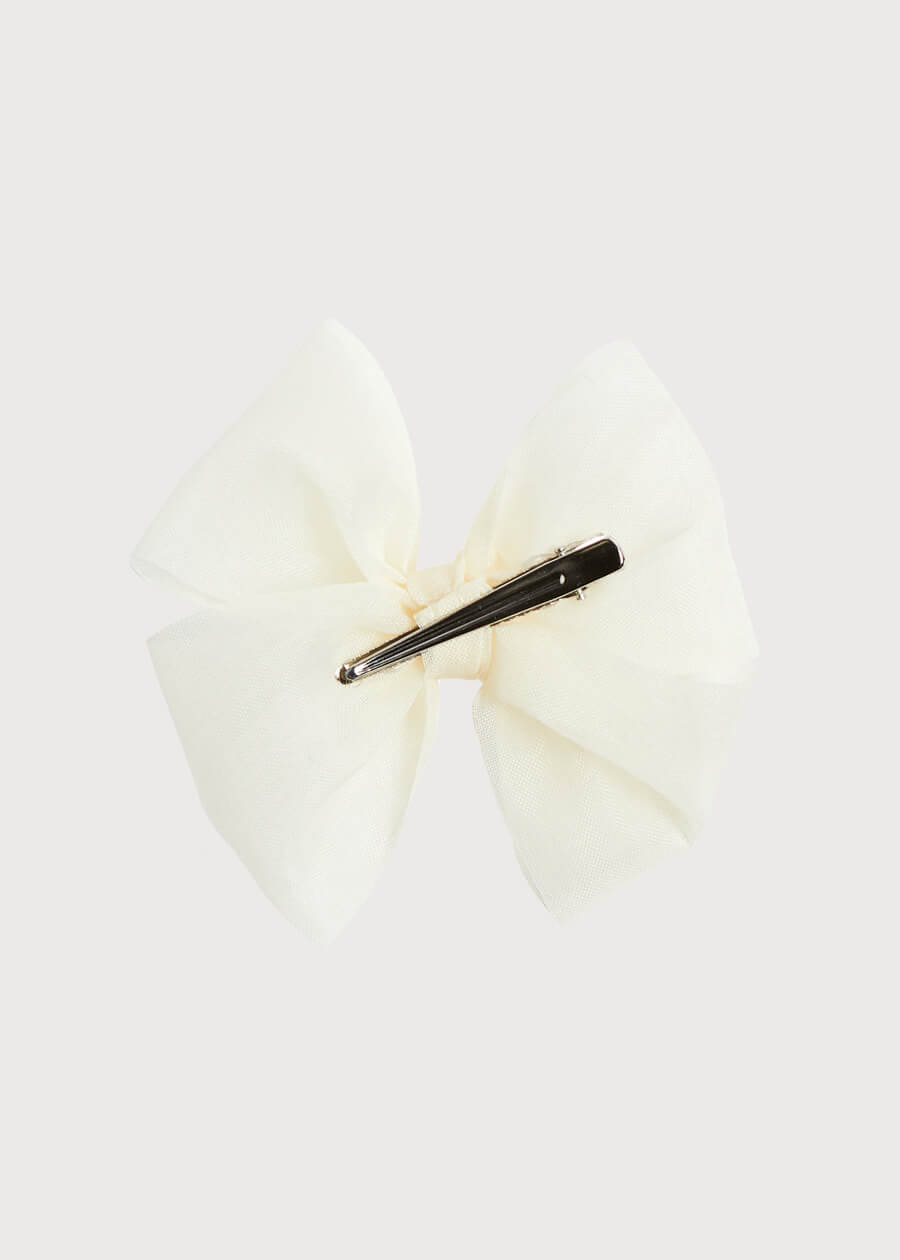 Big Bow Tulle Clip in Ivory Hair Accessories  from Pepa London
