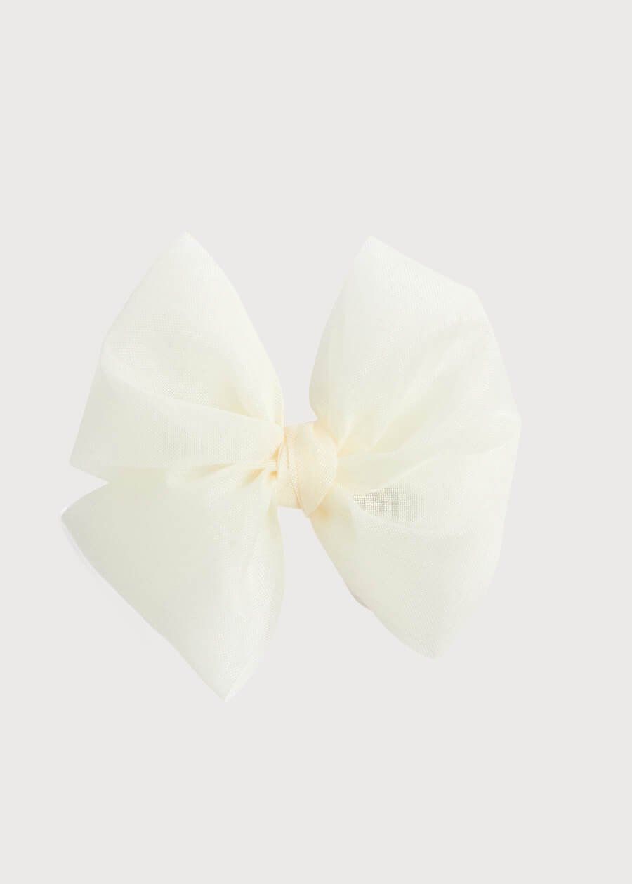 Big Bow Tulle Clip in Ivory Hair Accessories  from Pepa London
