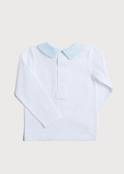 Contrast Polo Collar Long Sleeve Top in White (2-4yrs) TOPS & BODYSUITS from Pepa London