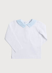 Contrast Polo Collar Long Sleeve Top in White (2-4yrs) TOPS & BODYSUITS from Pepa London