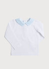 Contrast Polo Collar Long Sleeve Top in White (2-4yrs) Tops & Bodysuits  from Pepa London