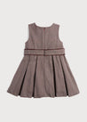 Houndstooth Pinafore Belted Dress in Burgundy (4-10yrs) Dresses  from Pepa London