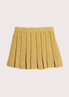 Herringbone Pleated Leather Buckled Kilt in Mustard (2-10yrs) Skirts  from Pepa London