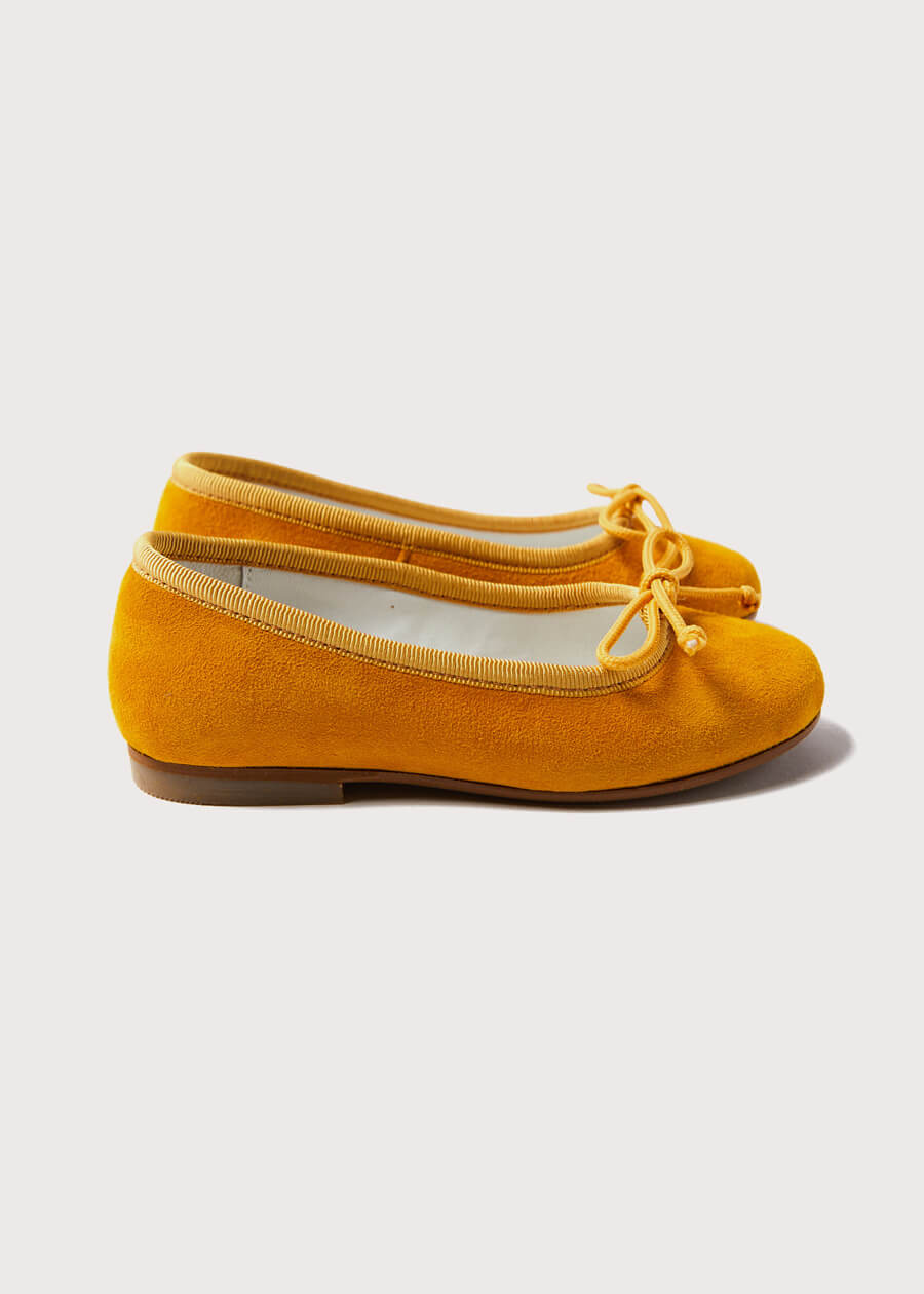 Lace Tie Ballerina Shoes in Sunshine Yellow (24-34EU) Shoes  from Pepa London