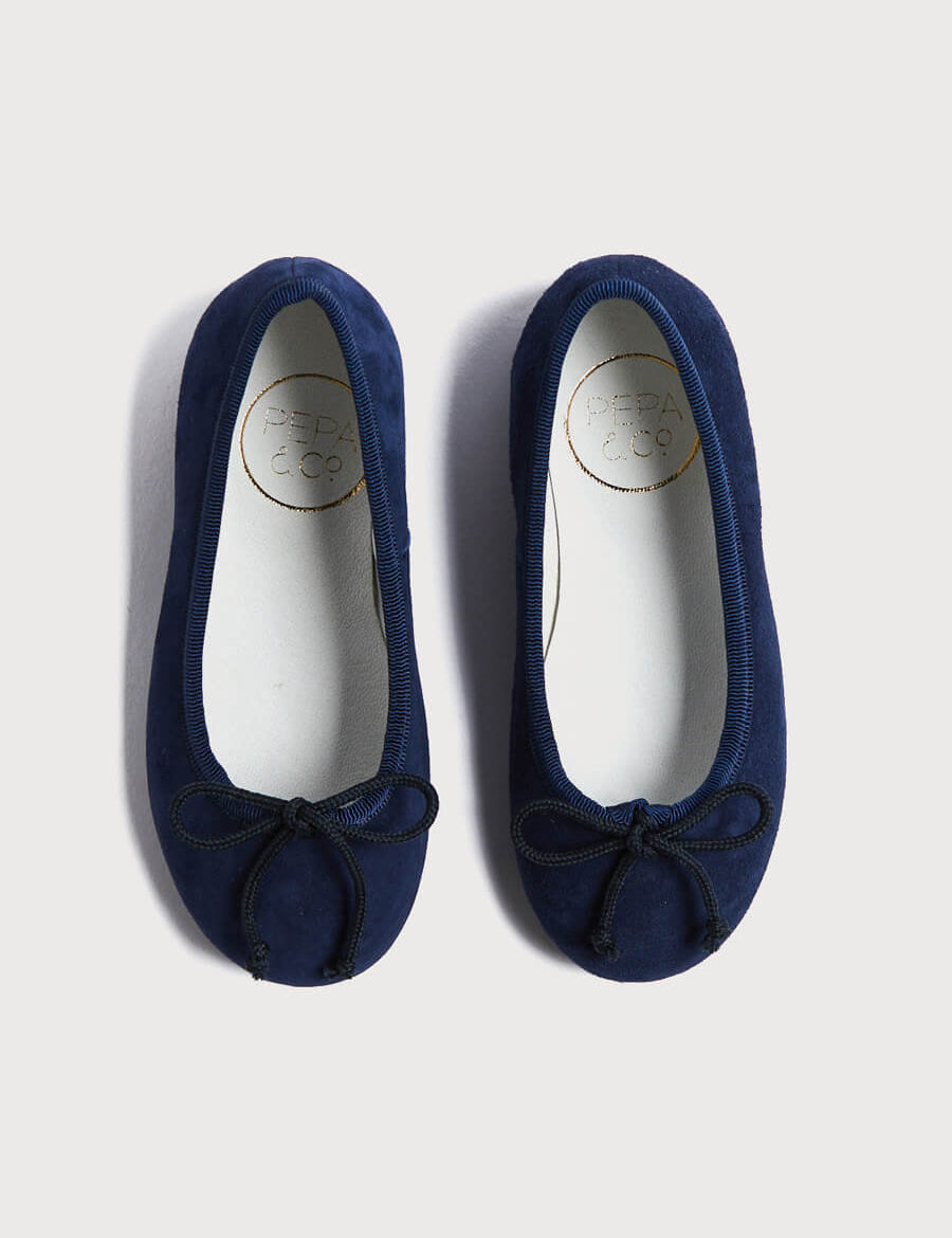 Lace Tie Ballerina Shoes in Navy (24-34EU) Shoes  from Pepa London