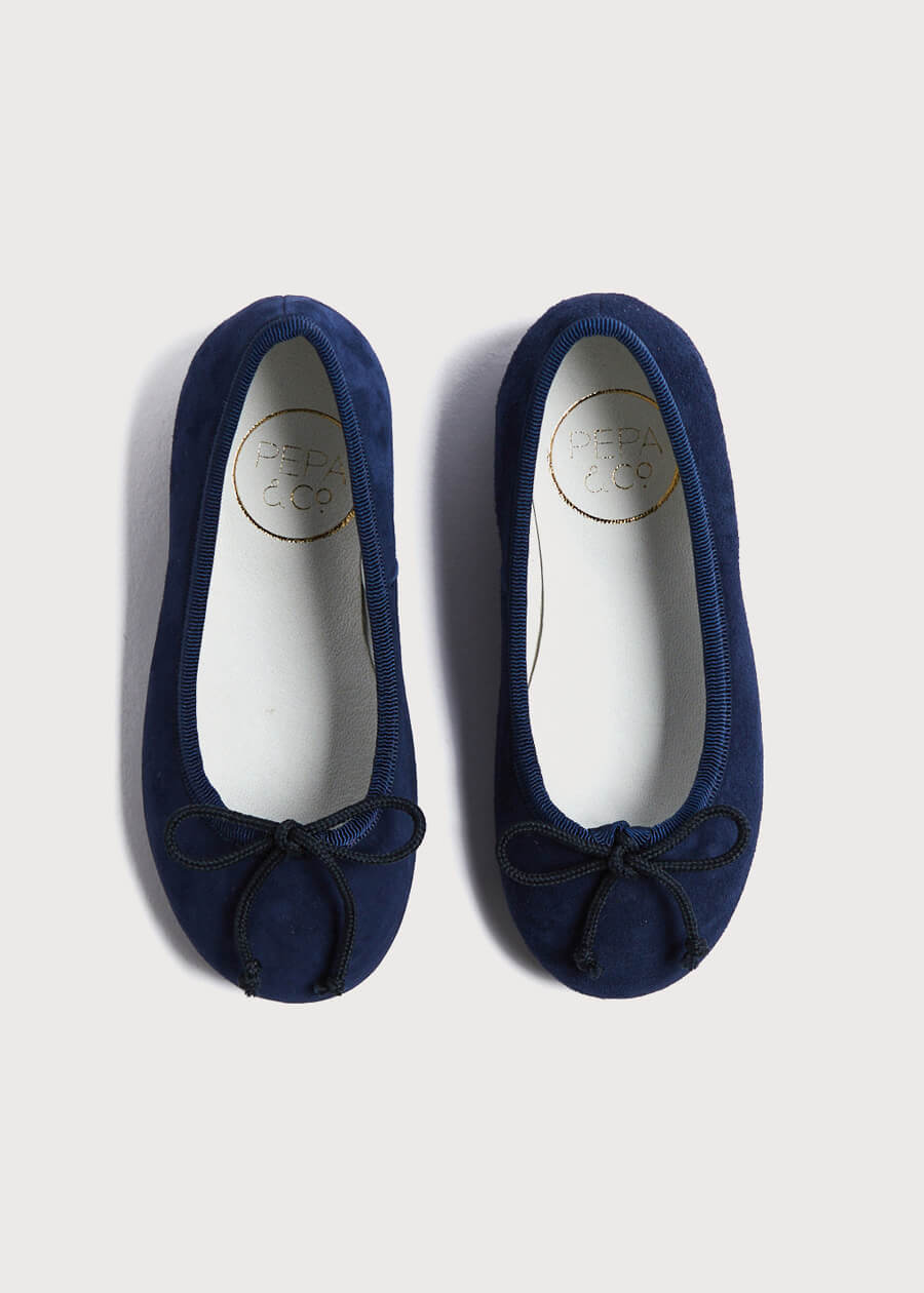 Lace Tie Ballerina Shoes in Navy (24-34EU) Shoes  from Pepa London