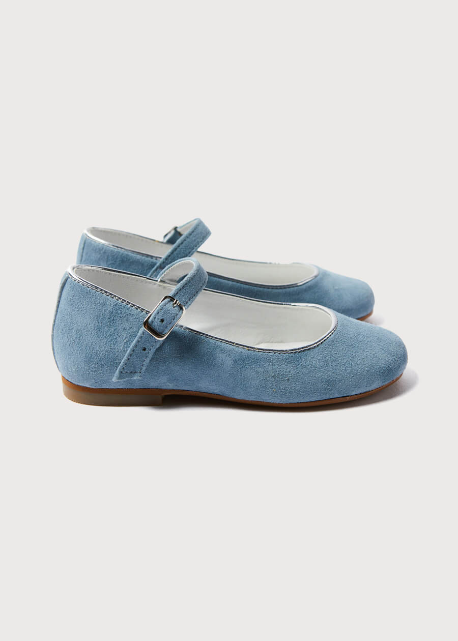 Mary Jane Suede Girls Shoes in Baby Blue (24-34EU) Shoes  from Pepa London