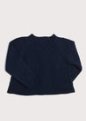 Openwork Buttoned Cardigan in Navy (12mths-10yrs) Knitwear  from Pepa London