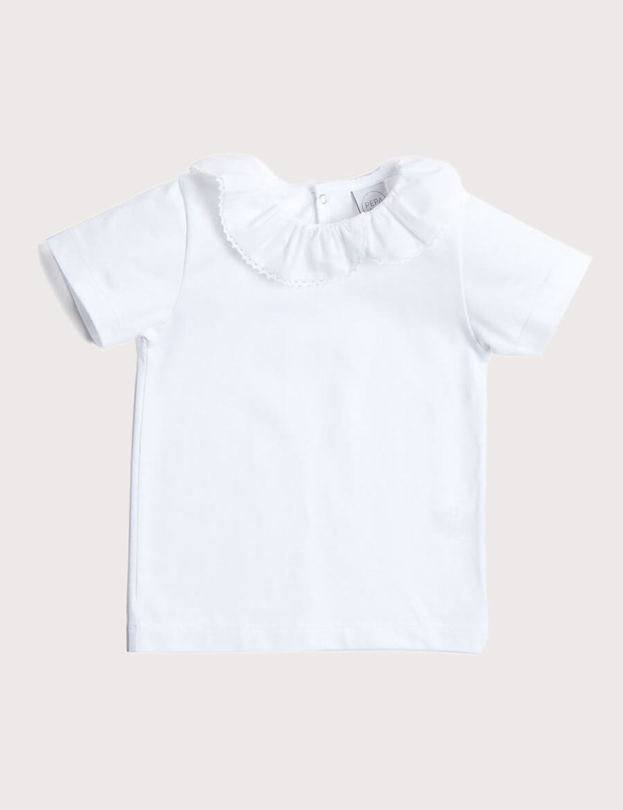 Piculina Trim Top in White (2-10yrs) Tops & Bodysuits  from Pepa London