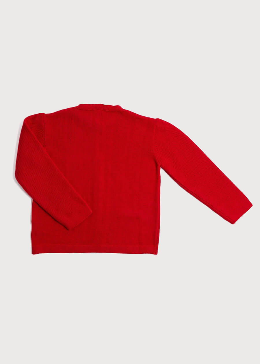 Pocket Front Cardigan in Bright Red (6mths-10yrs) Knitwear  from Pepa London