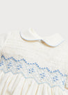 Traditional Handsmocked Dress in Off White (12mths-10yrs) Dresses  from Pepa London