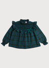 Smocked Yoke Long Sleeve Blouse in Tartan (4-10yrs) Blouses  from Pepa London