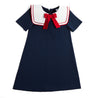 Statement Collar Cotton Dress in Navy (2-8yrs) Dresses  from Pepa London