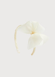 Traditional Big Bow Tulle Hairband in Ivory Hair Accessories  from Pepa London