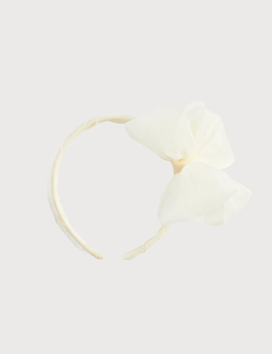 Traditional Big Bow Tulle Hairband in Ivory Hair Accessories  from Pepa London