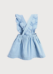 Front Pocket Skirt with Ruffle Braces in Sky Blue (3-8yrs) Skirts  from Pepa London