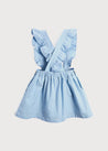 Front Pocket Skirt with Ruffle Braces in Sky Blue (3-8yrs) Skirts  from Pepa London