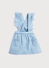 Front Pocket Skirt with Ruffle Braces in Sky Blue (3-8yrs) Skirts  from Pepa London