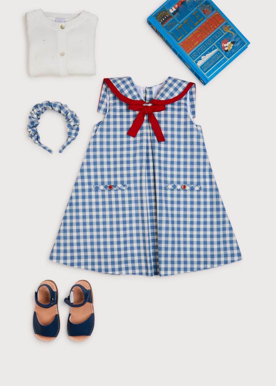 Gingham Scrunchie Hairband in Blue Hair Accessories  from Pepa London