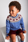 Classic Fair Isle Merino Wool Jumper in Blue (12mths-10yrs) Knitwear  from Pepa London