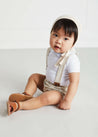 Light Cotton Leather Detail Bloomers With Straps In Beige (6mths-2yrs) Bloomers  from Pepa London