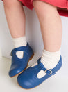 T-Bar Leather Baby Shoes in French Blue (20-24EU) Shoes  from Pepa London