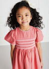 Lace Trim Winged Sleeve Dress in Coral (2-6yrs) Dresses  from Pepa London