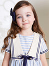 Nautical Stripe Organic Cotton Dress in Sky Blue (12mths-10yrs) Dresses  from Pepa London