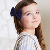 Navy Linen Big Bow Clip Hair Accessories  from Pepa London