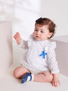 Bodysuit with Floral Blouse Over Bodysuit in French Blue (3mths-2yrs) Blouses  from Pepa London